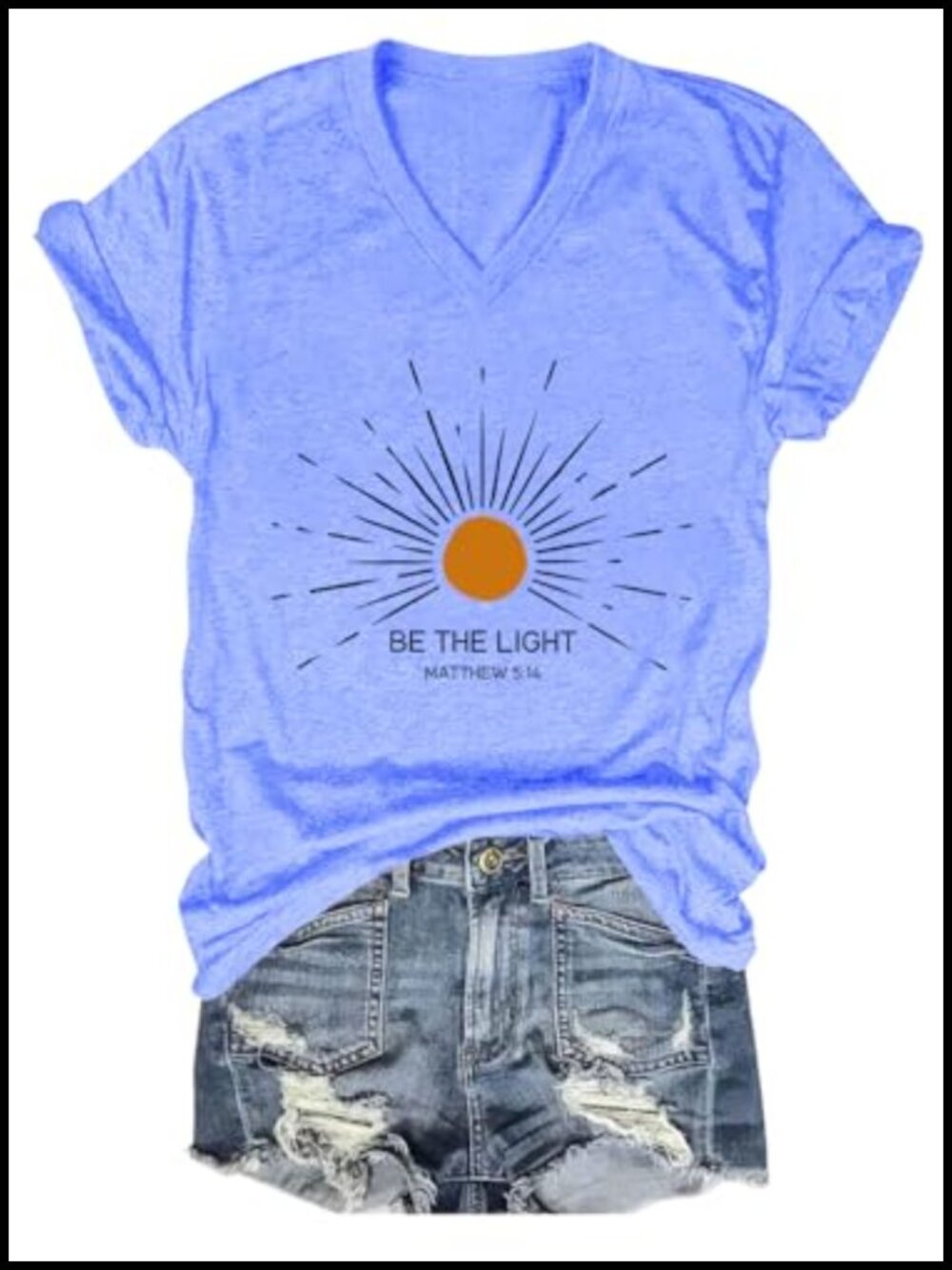 Christian Women V-Neck 100% Cotton Graphic T-Shirt Jesus Faith Tee